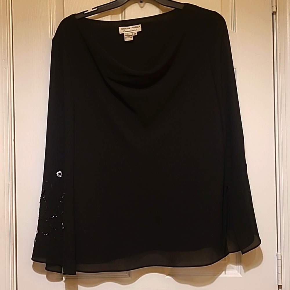 Adriana Papell Blouse - 3X, Black